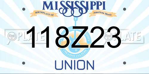 118Z23 Mississippi License Plate
