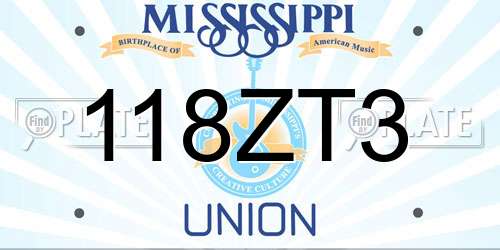 118ZT3 Mississippi License Plate