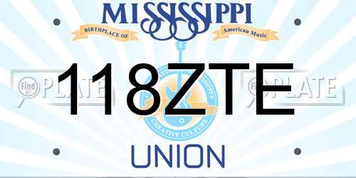 118ZTE Mississippi License Plate
