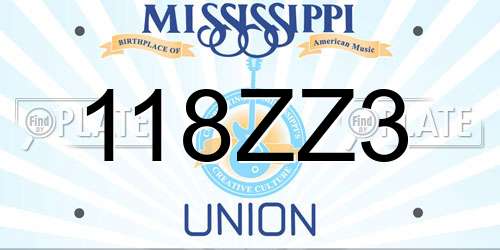 118ZZ3 Mississippi License Plate