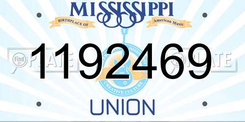 1192469 Mississippi License Plate