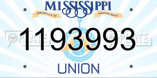 1193993 Mississippi License Plate