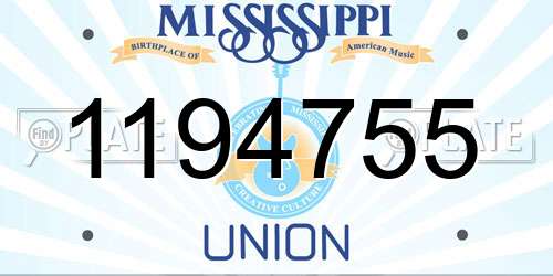 1194755 Mississippi License Plate