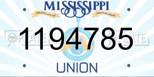 1194785 Mississippi License Plate