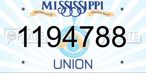 1194788 Mississippi License Plate
