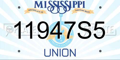 11947S5 Mississippi License Plate