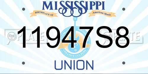 11947S8 Mississippi License Plate