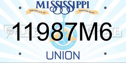 11987M6 Mississippi License Plate
