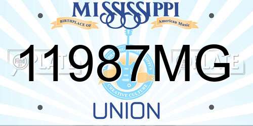 11987MG Mississippi License Plate