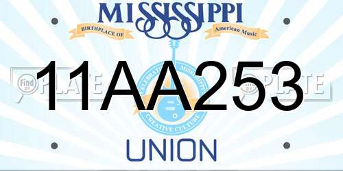 11AA253 Mississippi License Plate