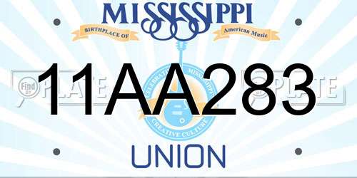 11AA283 Mississippi License Plate