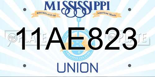 11AE823 Mississippi License Plate