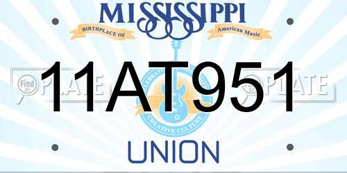 11AT951 Mississippi License Plate