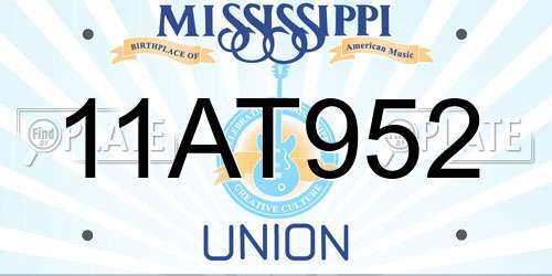 11AT952 Mississippi License Plate