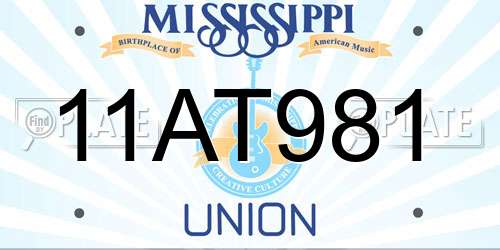 11AT981 Mississippi License Plate
