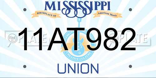 11AT982 Mississippi License Plate