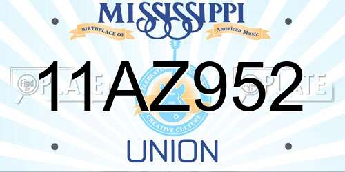 11AZ952 Mississippi License Plate