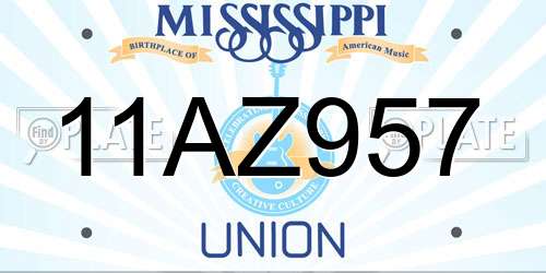 11AZ957 Mississippi License Plate