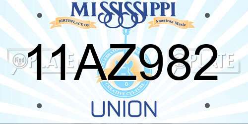 11AZ982 Mississippi License Plate
