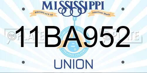 11BA952 Mississippi License Plate