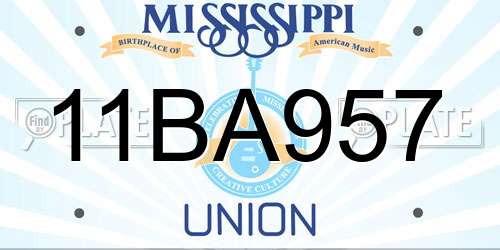 11BA957 Mississippi License Plate