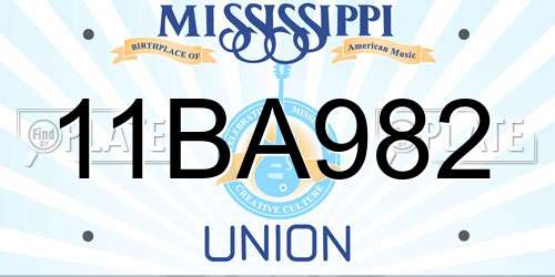 11BA982 Mississippi License Plate