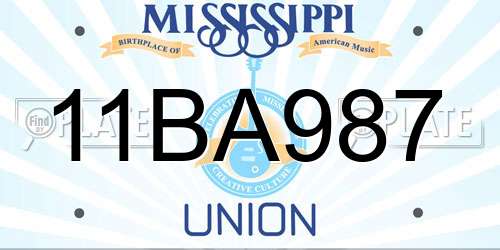 11BA987 Mississippi License Plate