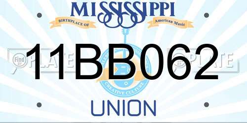 11BB062 Mississippi License Plate
