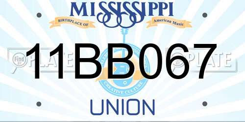 11BB067 Mississippi License Plate