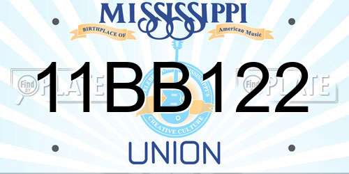 11BB122 Mississippi License Plate