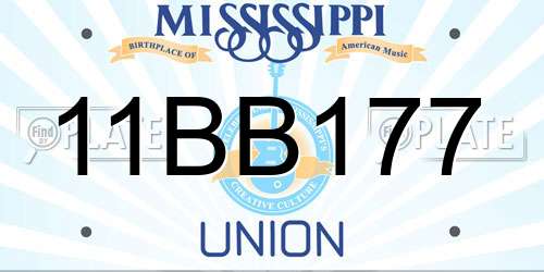 11BB177 Mississippi License Plate