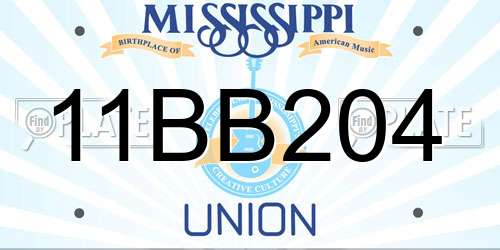 11BB204 Mississippi License Plate
