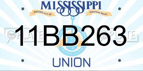 11BB263 Mississippi License Plate