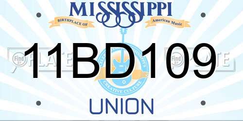 11BD109 Mississippi License Plate
