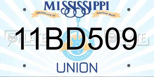 11BD509 Mississippi License Plate