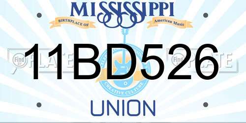 11BD526 Mississippi License Plate
