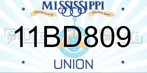 11BD809 Mississippi License Plate