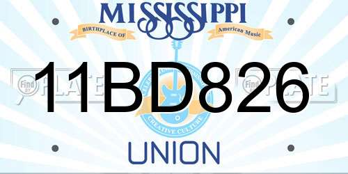 11BD826 Mississippi License Plate