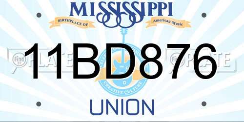 11BD876 Mississippi License Plate