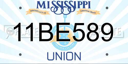11BE589 Mississippi License Plate