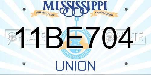 11BE704 Mississippi License Plate