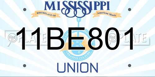 11BE801 Mississippi License Plate