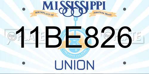11BE826 Mississippi License Plate