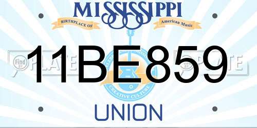 11BE859 Mississippi License Plate