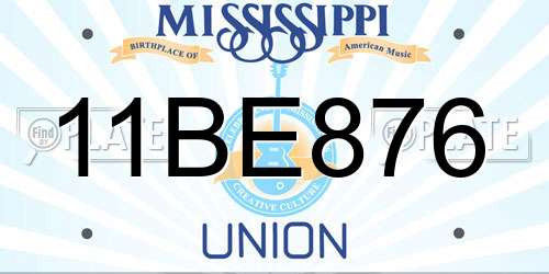 11BE876 Mississippi License Plate