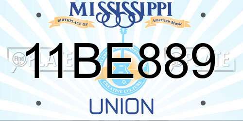 11BE889 Mississippi License Plate