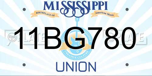 11BG780 Mississippi License Plate