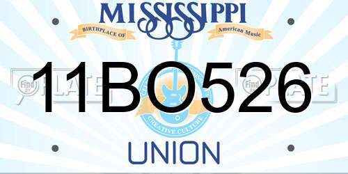 11BO526 Mississippi License Plate
