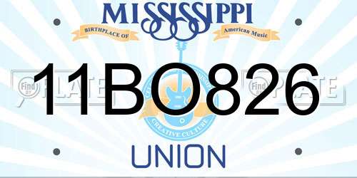 11BO826 Mississippi License Plate