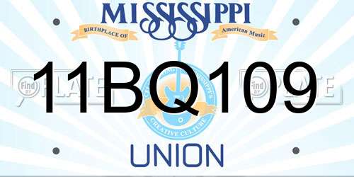11BQ109 Mississippi License Plate